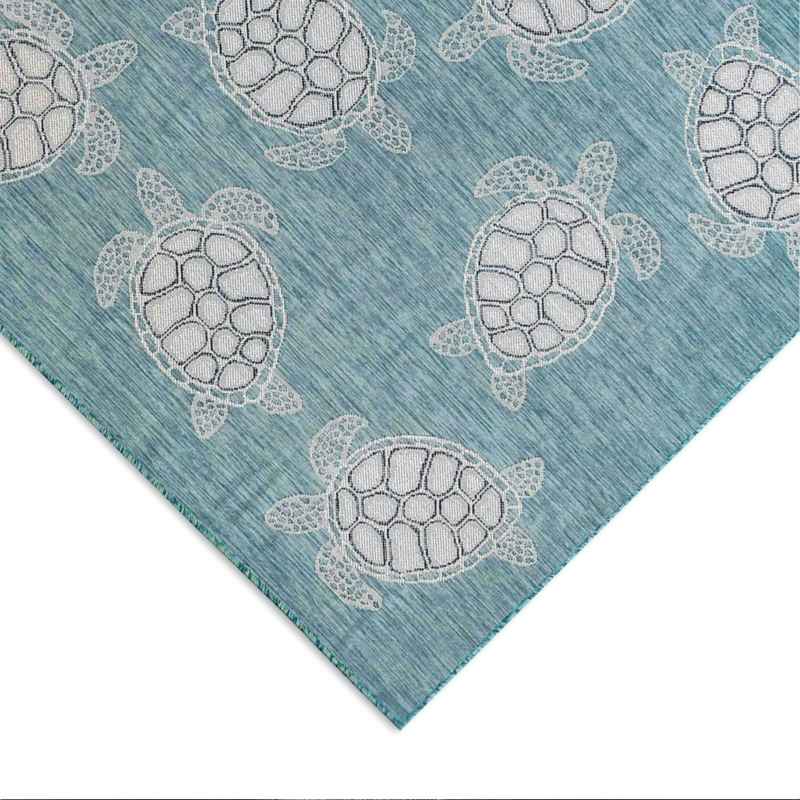 Indoor/Outdoor Textured Sea Turtles Polypropylene Rug, 6'6